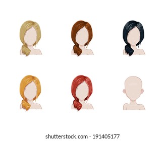 Set of female hair style. Vector collection