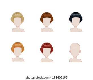 Set of female hair style. Vector collection