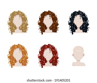 Set of female hair style. Vector collection