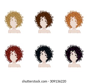 Set of female hair style. Vector collection.Trendy hairstyles 