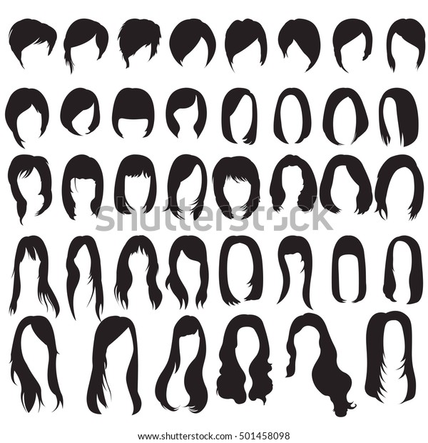 Set Female Haircuts Hairstyles Stock Vector (Royalty Free) 501458098