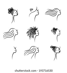 Set of female hairstyle, sketch for your design