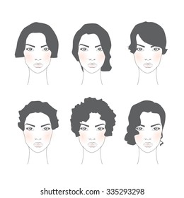 Set of female hairstyles for selection