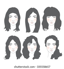 Set of female hairstyles for selection