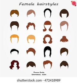 Set of female hairstyles. Vector icons set