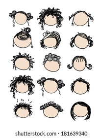 Set of female hairstyles for your design