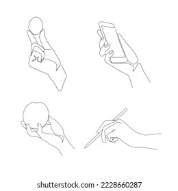 set of female and hand gesture activity line art, continuous line. for logo design.