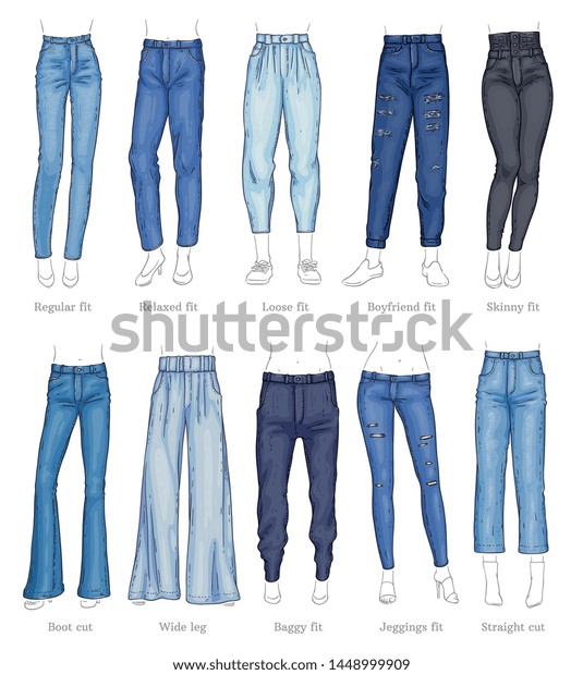 Set Female Jeans Models Their Names Stock Vector (Royalty Free) 1448999909