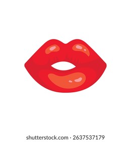 Set female lips gloss orange lipstick. Fashion Illustration Woman Mouth. Gestures Collection Expressing Different Emotions