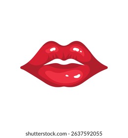 Set female lips gloss red and pink lipstick. Fashion Illustration Woman Mouth. Lips icon isolated vector illustration on white background.