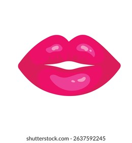 Set female lips gloss red and pink lipstick. Fashion Illustration Woman Mouth. Lips icon isolated vector illustration on white background.