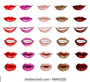 Set female lips isolated on a white background
