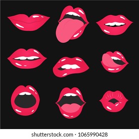 conjunto de labios hembras.labio y ilustración portadora