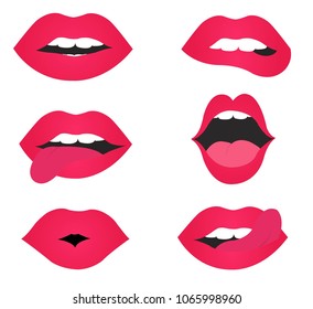 set of female lips.lip and mouth vector illustration