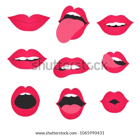 set of female lips.lip and mouth vector illustration