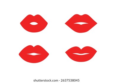 Set female lips set orange lipstick. Fashion Illustration Woman Mouth. Gestures Collection Expressing Different Emotions