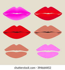 Set of female lips. Vector illustration.