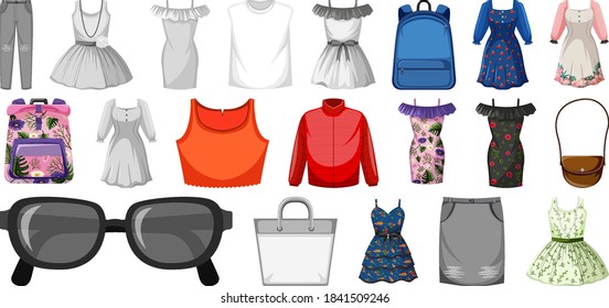 Set of female outfit illustration