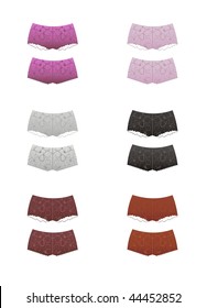 Set female pants isolated over white background. Vector