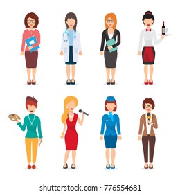 Set of female professions characters