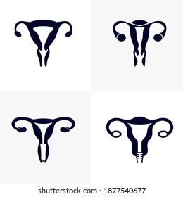 Set Of Female Reproductive Organs Logo Design Vector Template, Organs Logo Design Concept, Icon Symbol