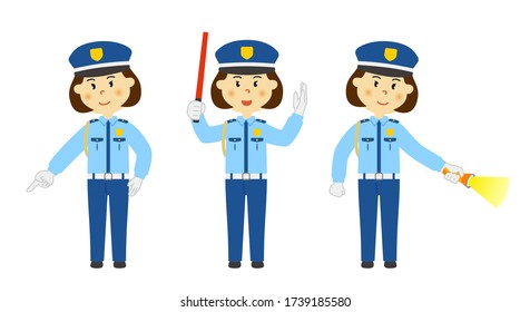 Un grupo de guardias de seguridad femeninas. Datos de fondo blanco.
