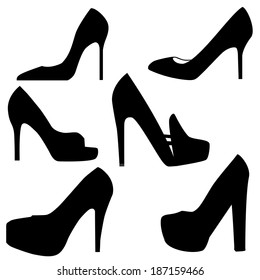 Set Of Female Shoes. Vector