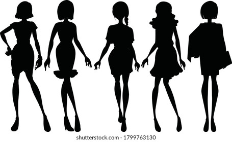 Set of female silhouette illustration