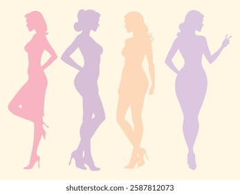 Set of Female Silhouettes in Vector. Elegant Woman Silhouette Pack for Design, Fashion, Beauty, and Feminine Concepts