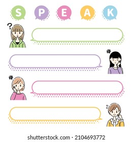 A set of female and speech bubbles.