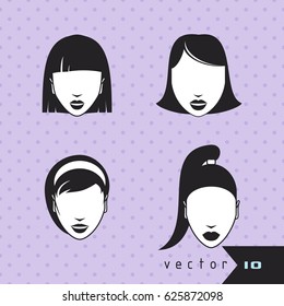 Set of female user profile icon vector illustration icon