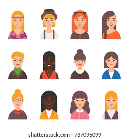 Set of female vector avatars