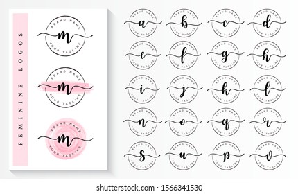 Set of feminine logo branding template vector