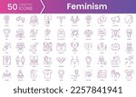 Set of feminism icons. Gradient style icon bundle. Vector Illustration