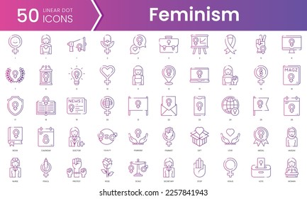 Juego de íconos del feminismo. Conjunto de iconos de estilo de degradado. Ilustración vectorial