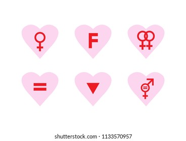 Set of feminist icons