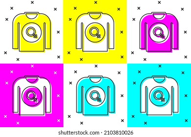 Set Feminist shirt icon isolated on color background. Fight for freedom, independence, equality.  Vector