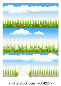 set fence, on background blue sky with cloud