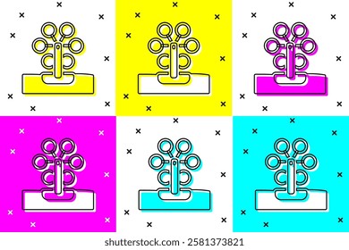 Set Ferris wheel icon isolated on color background. Amusement park. Childrens entertainment playground, recreation park.  Vector