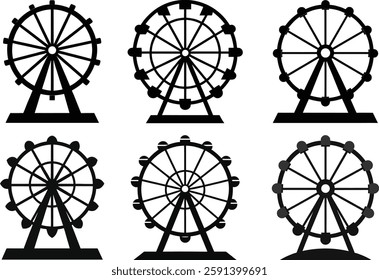 Set of Ferris Wheel Silhouette Vector Illustration design