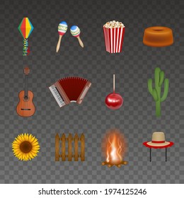 set of "festa junina isolated elements. brazilian june festival elements