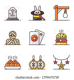 Set of Festival and Events Flat Icons 