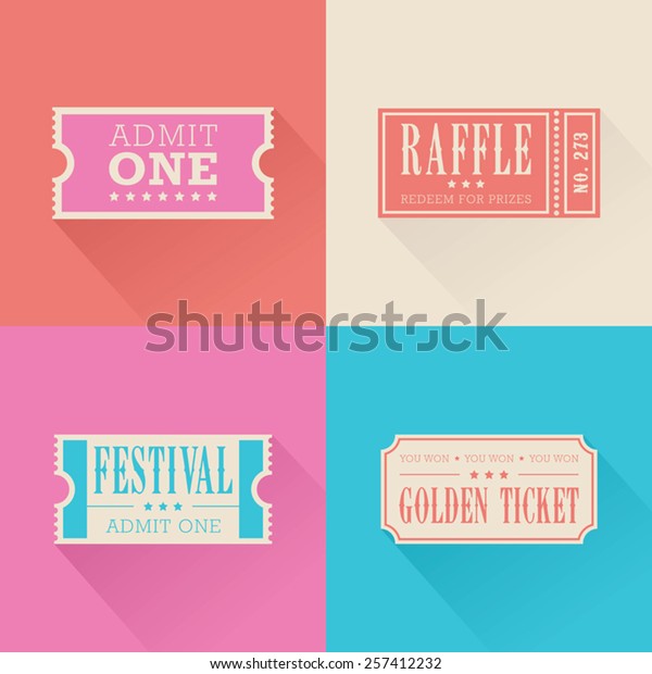 A set of\
festival themed admission tickets\
