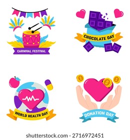Conjunto de Festivales y Ilustraciones Planas de Eventos