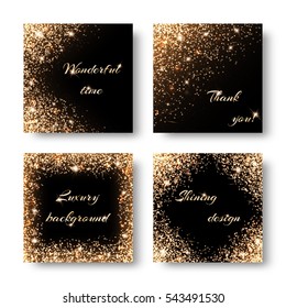 Set festive background for design of cards with gold shiny ornament. For registration to the Christmas party invitations, birthday, Valentine's Day.
