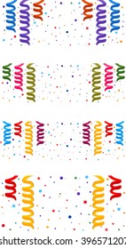 Set of festive background with serpentine and confetti. Eps 10