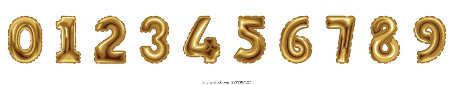 Set of festive balloons in shape of figures on white background
