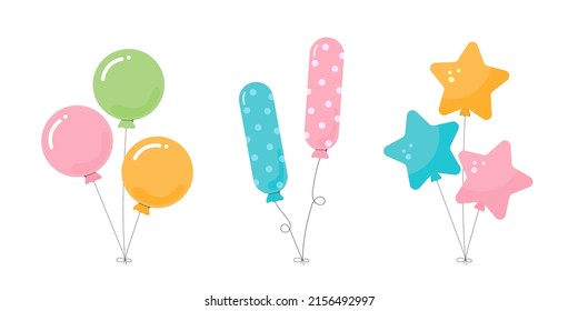 Set of festive balloons.Birthday party or carnival
