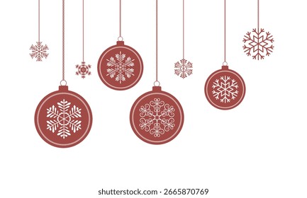 Set of festive balls and snowflakes. Vector illustration of Christmas balls and snowflakes