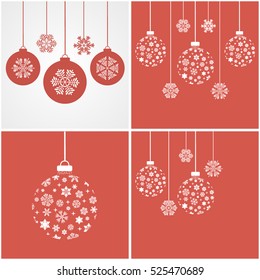 Set of festive balls and snowflakes. Vector illustration of Christmas balls and snowflakes